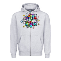 Heather Grey be kind2 Zipper Hoodie - SublimationCraftShop