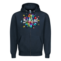 Navy be kind2 Zipper Hoodie - SublimationCraftShop