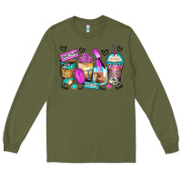 Army Green eyelash coffee cups Long Sleeve Tee - Zillion Design Studio