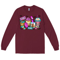 Burgundy eyelash coffee cups Long Sleeve Tee - Zillion Design Studio