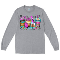 Heather Grey eyelash coffee cups Long Sleeve Tee - Zillion Design Studio