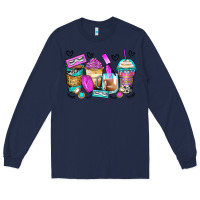 Navy eyelash coffee cups Long Sleeve Tee - Zillion Design Studio