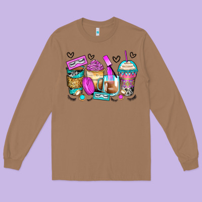 Eyelash Coffee Cups Long Sleeve Tee Designed By Zillion Design Studio