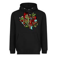 Black cactus christmas texas map Heavyweight Hoodie - JahusDesignShop