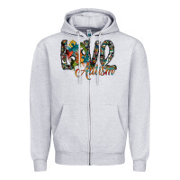 Heather Grey love autism Zipper Hoodie - SublimationCraftShop
