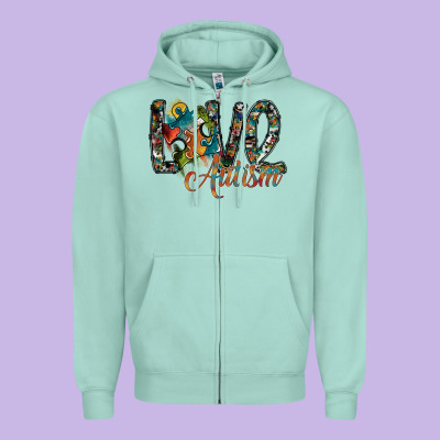 Love Autism Zipper Hoodie Designed By Sublimationcraftshop