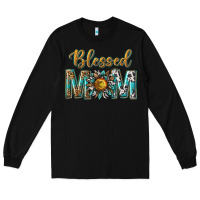 Black western blessed mom with sunflower Long Sleeve Tee - texasbilliewilder