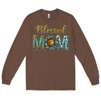 Chestnut western blessed mom with sunflower Long Sleeve Tee - texasbilliewilder