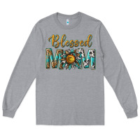 Heather Grey western blessed mom with sunflower Long Sleeve Tee - texasbilliewilder