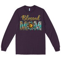 Plum western blessed mom with sunflower Long Sleeve Tee - texasbilliewilder