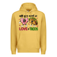 Antique Gold all you need is love and tacos Premium Hoodie - MaliasSmallBusiness
