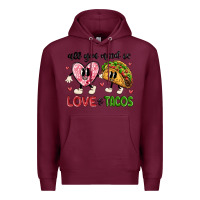 Burgundy all you need is love and tacos Premium Hoodie - MaliasSmallBusiness