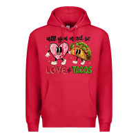 Cardinal all you need is love and tacos Premium Hoodie - MaliasSmallBusiness