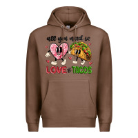Chestnut all you need is love and tacos Premium Hoodie - MaliasSmallBusiness