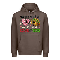 Coffee all you need is love and tacos Premium Hoodie - MaliasSmallBusiness