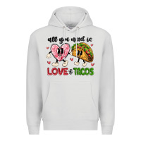 Dove Grey all you need is love and tacos Premium Hoodie - MaliasSmallBusiness
