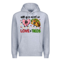 Heather Grey all you need is love and tacos Premium Hoodie - MaliasSmallBusiness