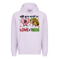 Lilac all you need is love and tacos Premium Hoodie - MaliasSmallBusiness