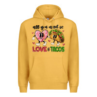Mustard all you need is love and tacos Premium Hoodie - MaliasSmallBusiness