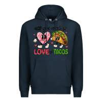Navy all you need is love and tacos Premium Hoodie - MaliasSmallBusiness