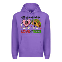 Purple all you need is love and tacos Premium Hoodie - MaliasSmallBusiness