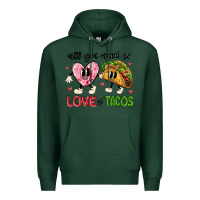 Sports Green all you need is love and tacos Premium Hoodie - MaliasSmallBusiness