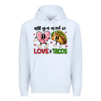 White all you need is love and tacos Premium Hoodie - MaliasSmallBusiness