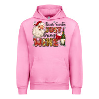 Fuchsia Pink dear santa just bring wine Urban Hoodie - MaliasSmallBusiness