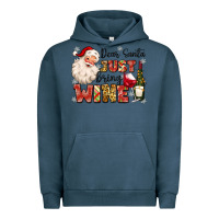 Pigment Midnight Navy dear santa just bring wine Urban Hoodie - MaliasSmallBusiness