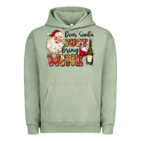 Pigment Oil Green dear santa just bring wine Urban Hoodie - MaliasSmallBusiness