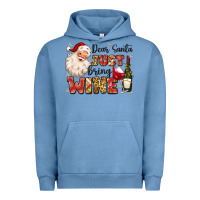 Pigment Pebble Blue dear santa just bring wine Urban Hoodie - MaliasSmallBusiness