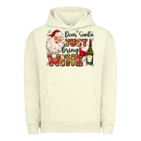 Pigment Pistachio dear santa just bring wine Urban Hoodie - MaliasSmallBusiness