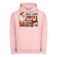 Pigment Salmon dear santa just bring wine Urban Hoodie - MaliasSmallBusiness