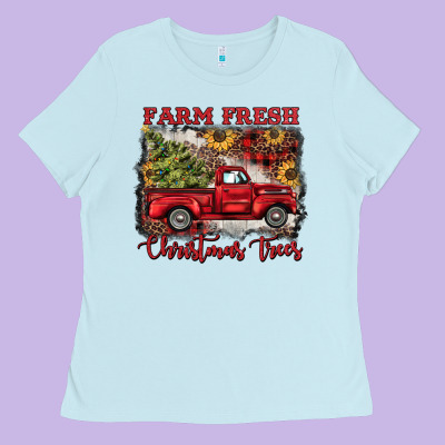 Farm Fresh Christmas Trees Ladies Tee Designed By Barkaloodesign