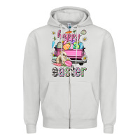 Dove Grey Bunny Happy Easter truck Easter Day Zipper Hoodie - Neo Western