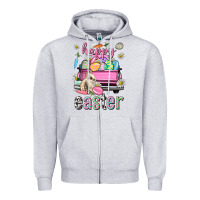 Heather Grey Bunny Happy Easter truck Easter Day Zipper Hoodie - Neo Western