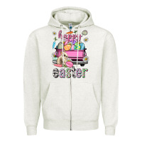 Bunny Happy Easter Truck Easter Day Zipper Hoodie | Teevron