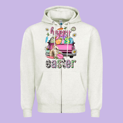 Bunny Happy Easter Truck Easter Day Zipper Hoodie Designed By Neo Western