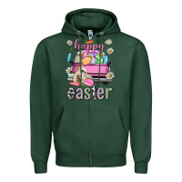 Sports Green Bunny Happy Easter truck Easter Day Zipper Hoodie - Neo Western