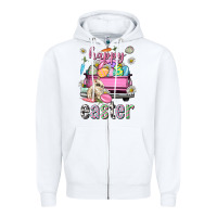 White Bunny Happy Easter truck Easter Day Zipper Hoodie - Neo Western