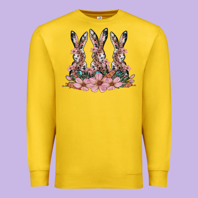 Rabbits With Blossom Flower Premium Sweatshirt Designed By Artiststas