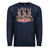 Navy rabbits with blossom flower Premium Sweatshirt - Artiststas