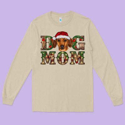Christmas Dog Mom Dachshund Long Sleeve Tee Designed By Ranaportraitstore