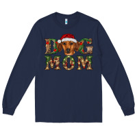 Navy christmas dog mom dachshund Long Sleeve Tee - RanaPortraitStore