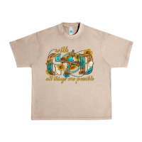 French Oak with god all things are possible with cross Urban Heavy Tee - texasbilliewilder