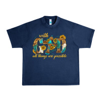 Navy with god all things are possible with cross Urban Heavy Tee - texasbilliewilder