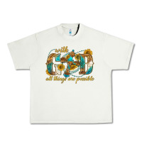 Pistachio with god all things are possible with cross Urban Heavy Tee - texasbilliewilder