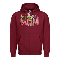 Burgundy Bunny Mom Easter Day Zipper Hoodie - Neo Western