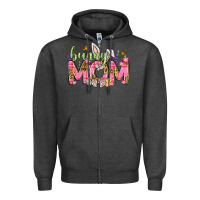 Charcoal Heather Bunny Mom Easter Day Zipper Hoodie - Neo Western