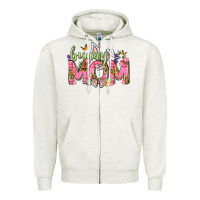 Oatmeal Heather Bunny Mom Easter Day Zipper Hoodie - Neo Western